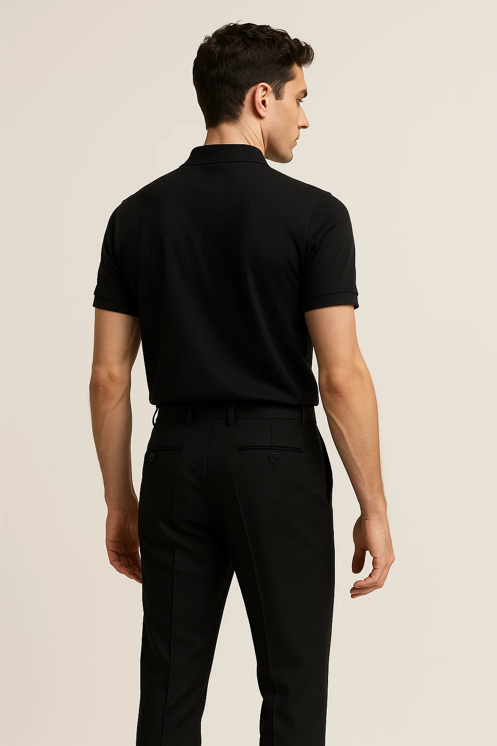Plain Black Pique Polo TZ - 001