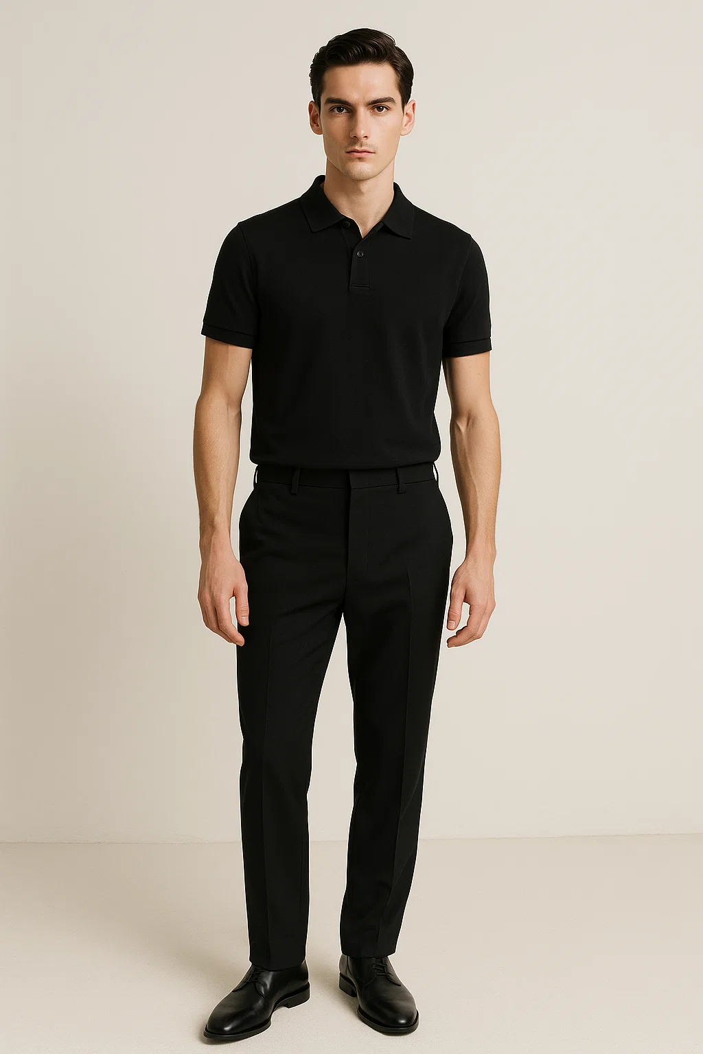 Plain Black Pique Polo TZ - 001