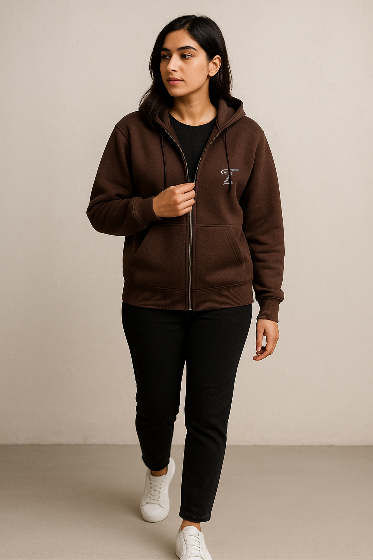 Premium Chocolate Brown Fleece Zipper