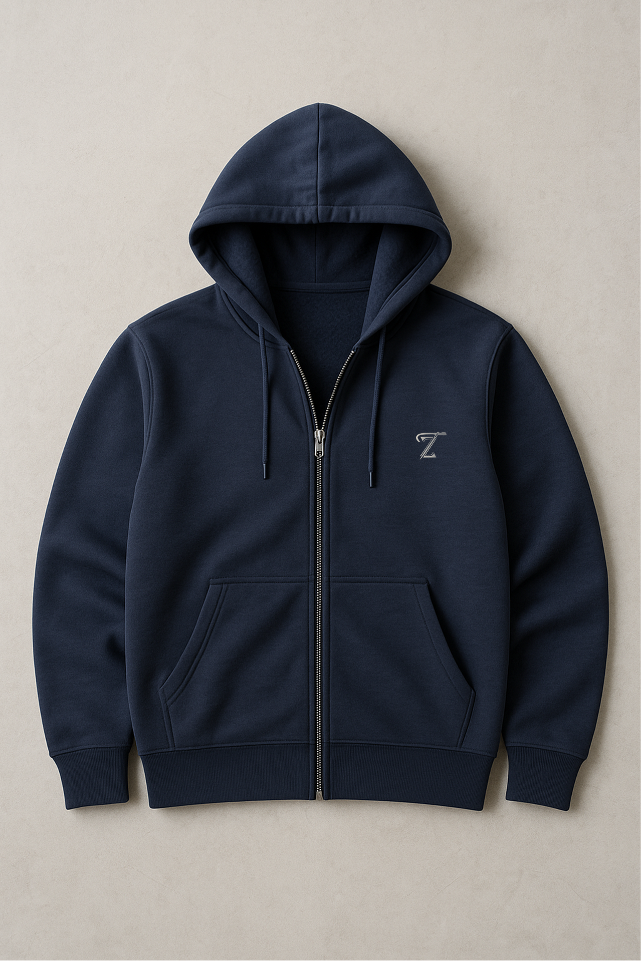 Premium Navy Blue Fleece Zipper