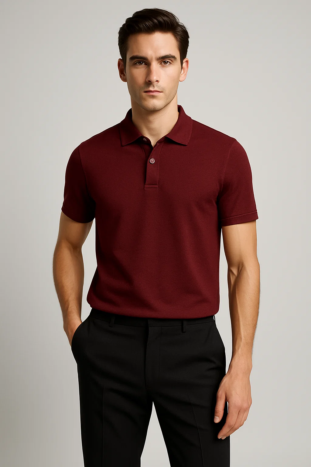 Plain Mahroon Pique Polo TZ - 004