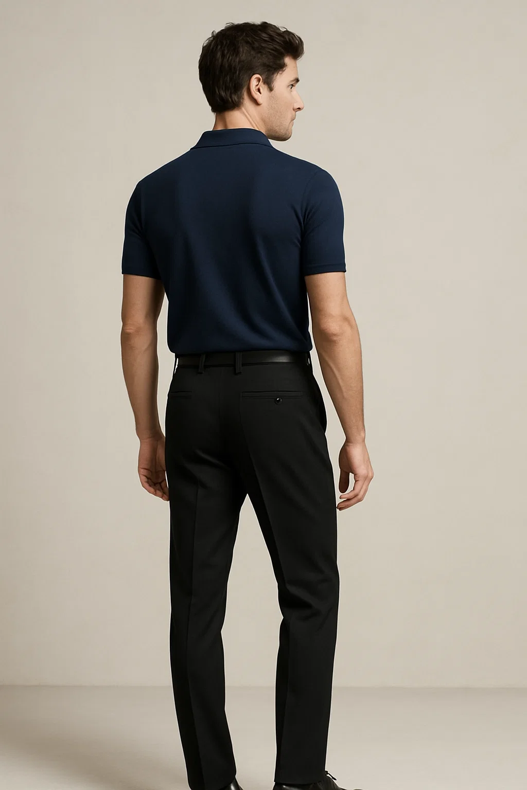 Plain Navy Blue Pique Polo TZ - 005