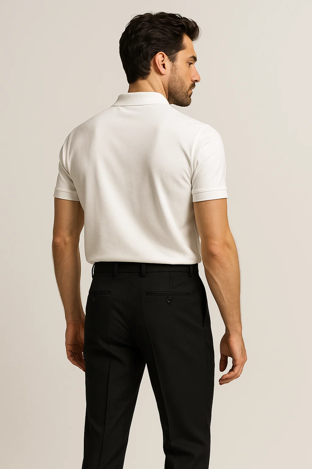 Plain White Pique Polo TZ - 006