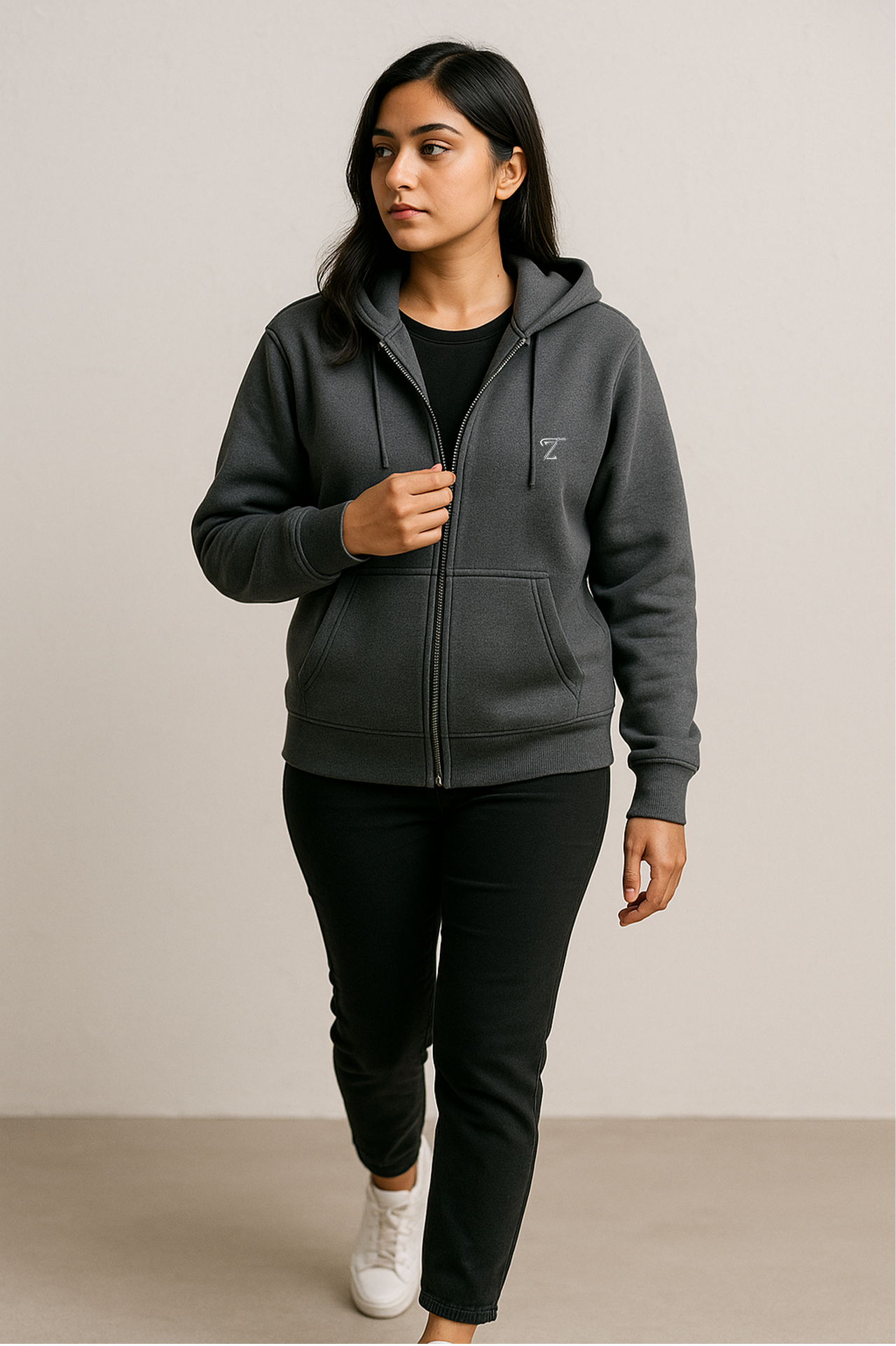 Premium Dark Grey Fleece Zipper