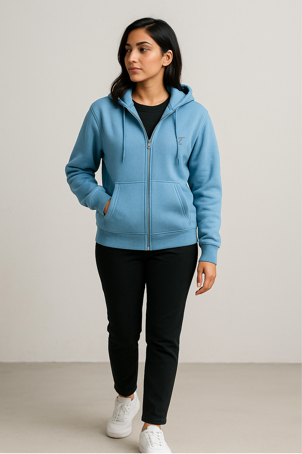 Premium Sky Blue Fleece Zipper
