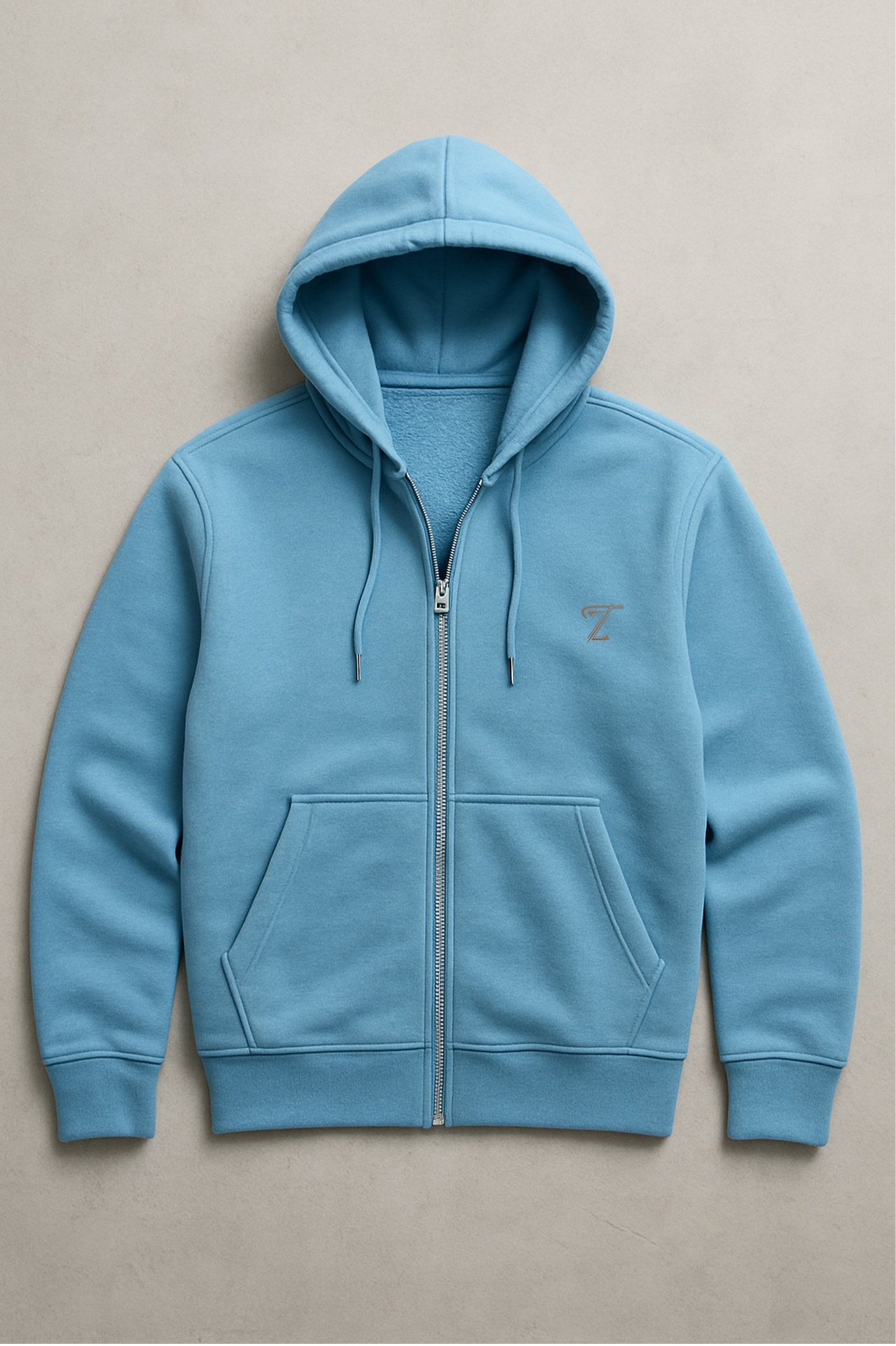 Premium Sky Blue Fleece Zipper