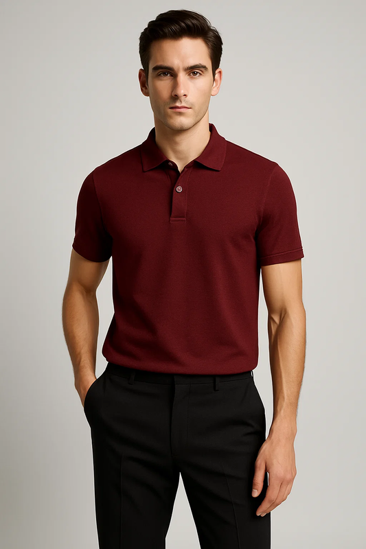 Plain Mahroon Pique Polo TZ - 004