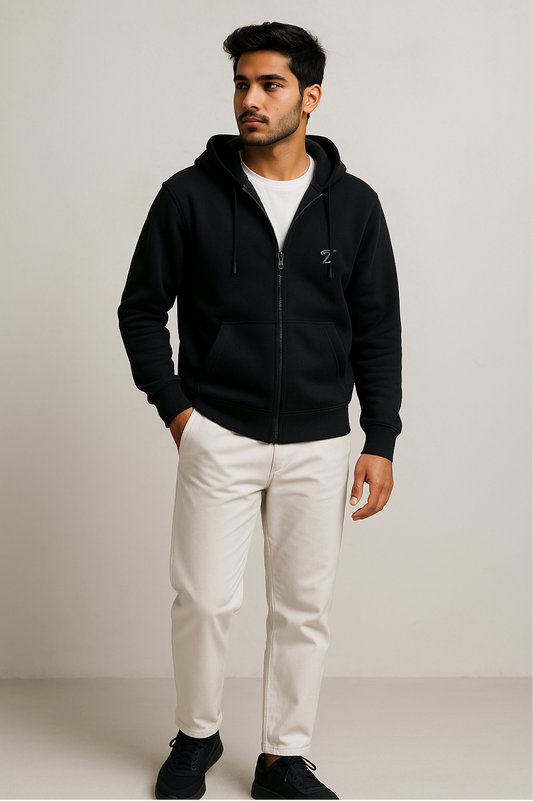Premium Black Fleece Zipper