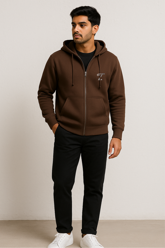 Premium Chocolate Brown Fleece Zipper