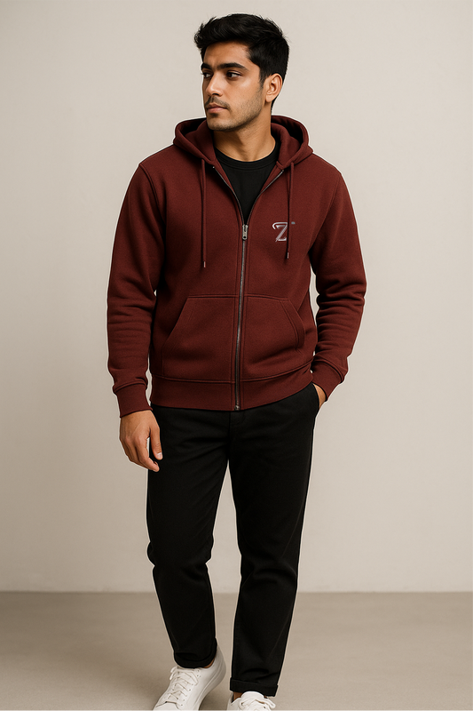 Premium Mahroon Fleece Zipper