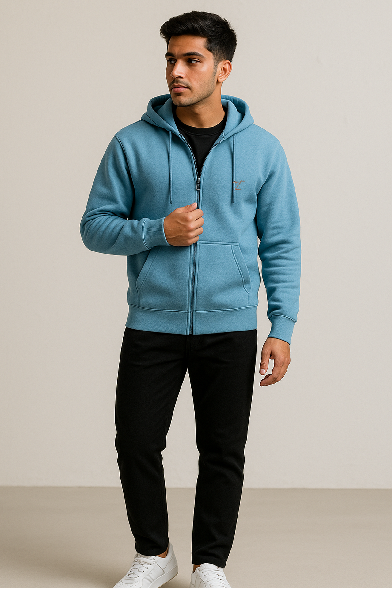 Premium Sky Blue Fleece Zipper