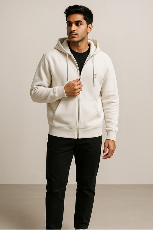 Premium White Fleece Zipper