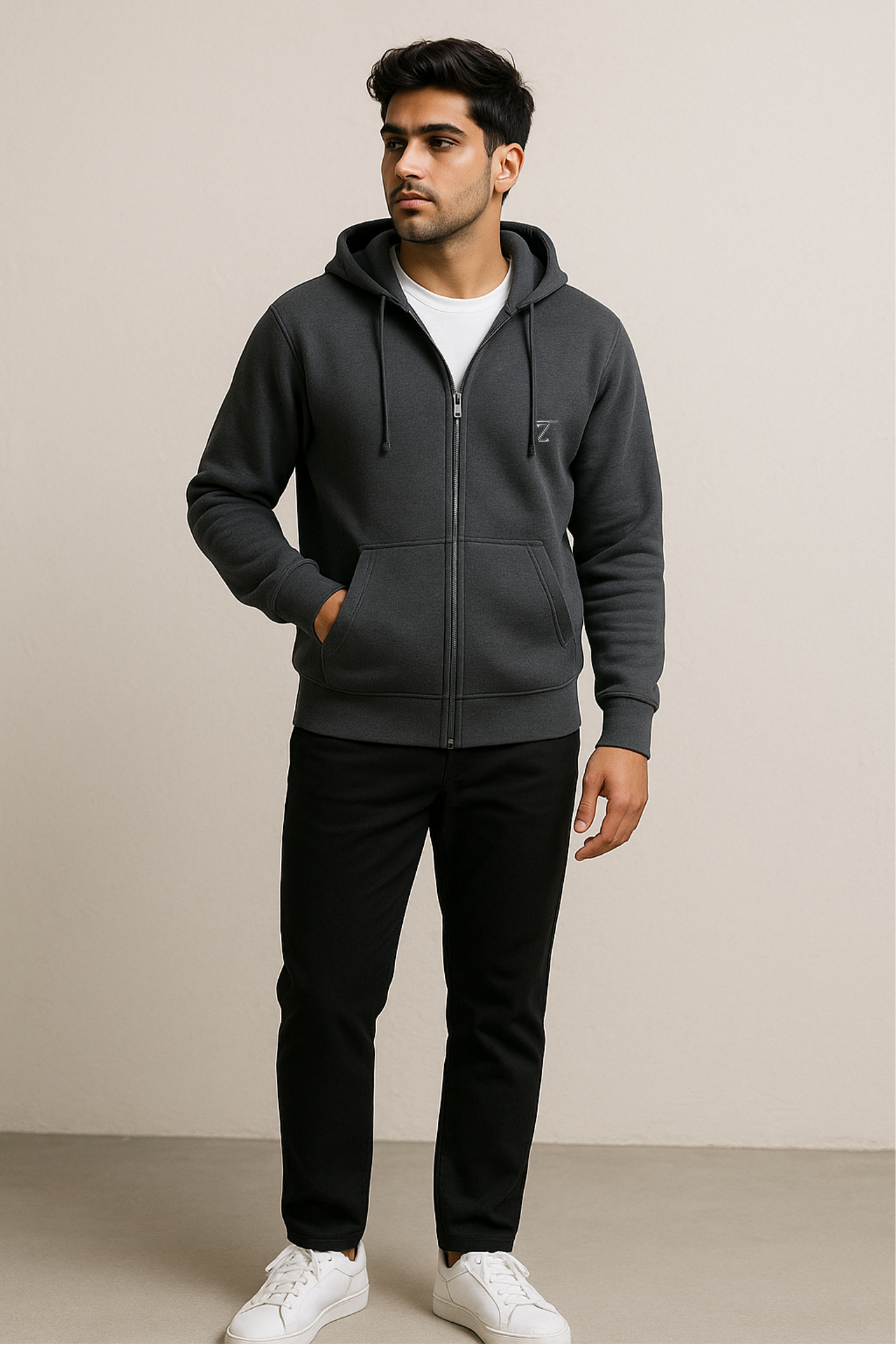 Premium Dark Grey Fleece Zipper