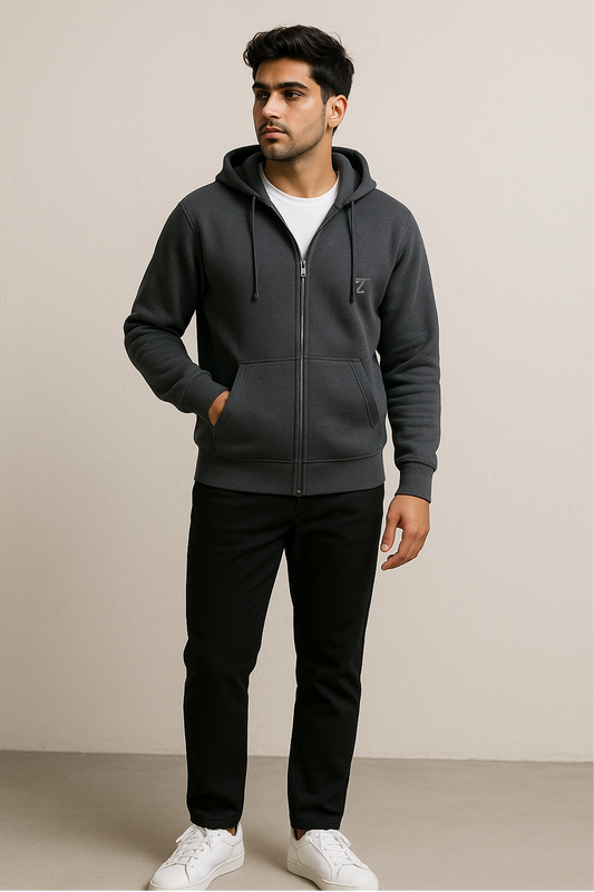 Premium Dark Grey Fleece Zipper