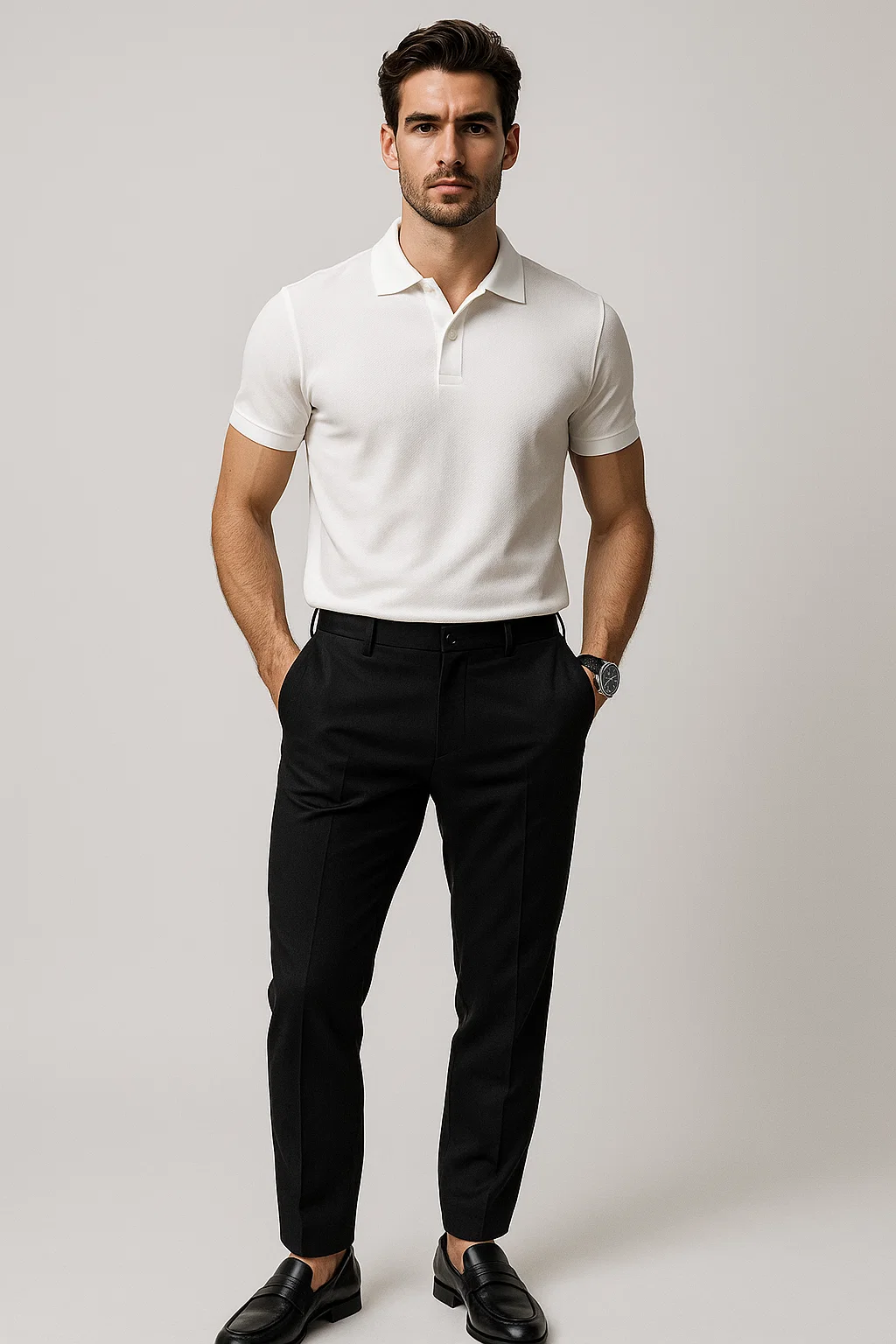 Plain White Pique Polo TZ - 006
