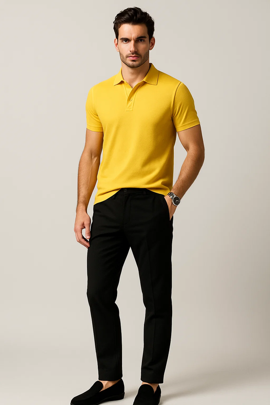 Plain Yellow Pique Polo TZ - 007