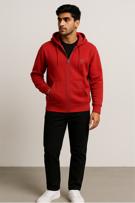 Premium Apple Red Fleece Zipper